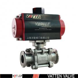 法登（VATTEN）VATTEN/法登氣動三片式衛(wèi)生級卡箍球閥VT2CC33AM